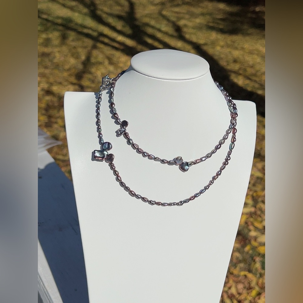 22. Handmade Freshwater Baroque Pearl Long Necklace - Picture 5 of 7